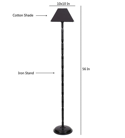 Cotton Black Designer Iron Floor Lamp (Black)