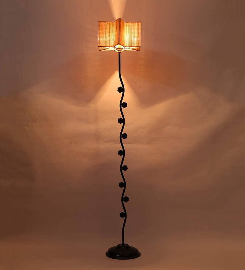 Bamboo Star Tikli Iron Floor Standing Lamp (Natural)