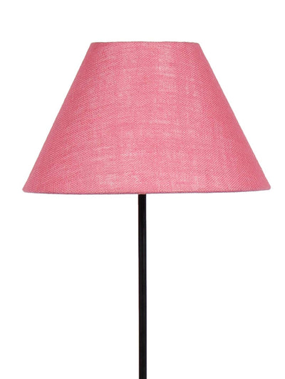 Conical Pink Jute Shade Floor Lamp with Black Base