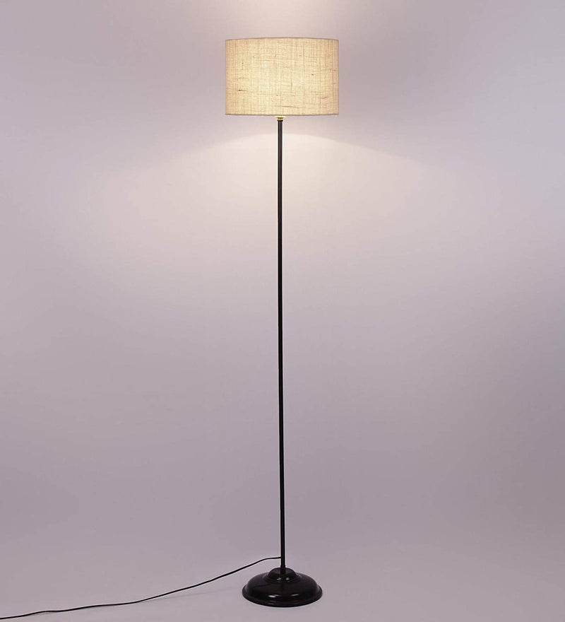 Jute Floor Lamp ( White )