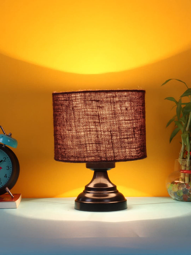 Brown Jute Table lamp with Iron Base