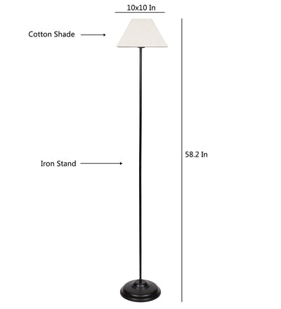 Cotton Off White Rectangular Standing Floor Lamp (Off White)