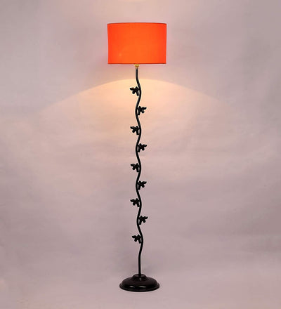 Hard Back Cotton Orange Designer Fish Iron Floor Standing Lamp (Orange)