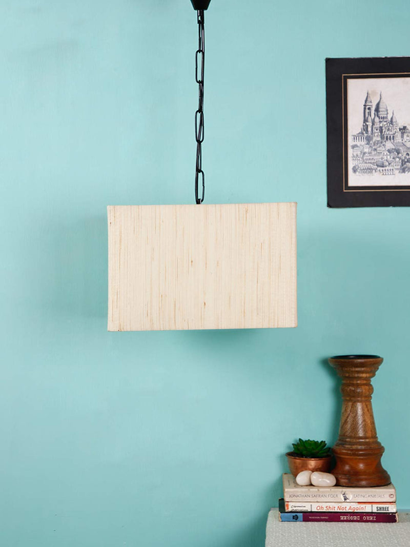 Off-White Cotton Square Hanging Lamp