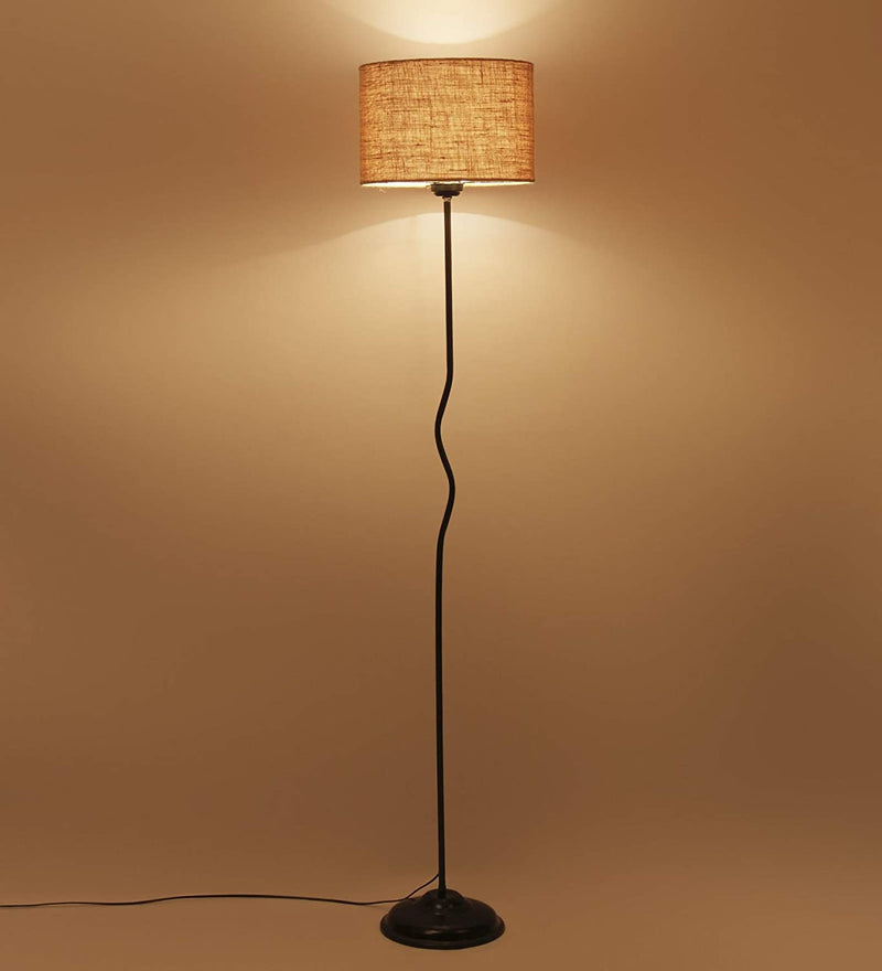 A475 Jute Designer Wrought Iron Floor Lamp (Beige, Medium)