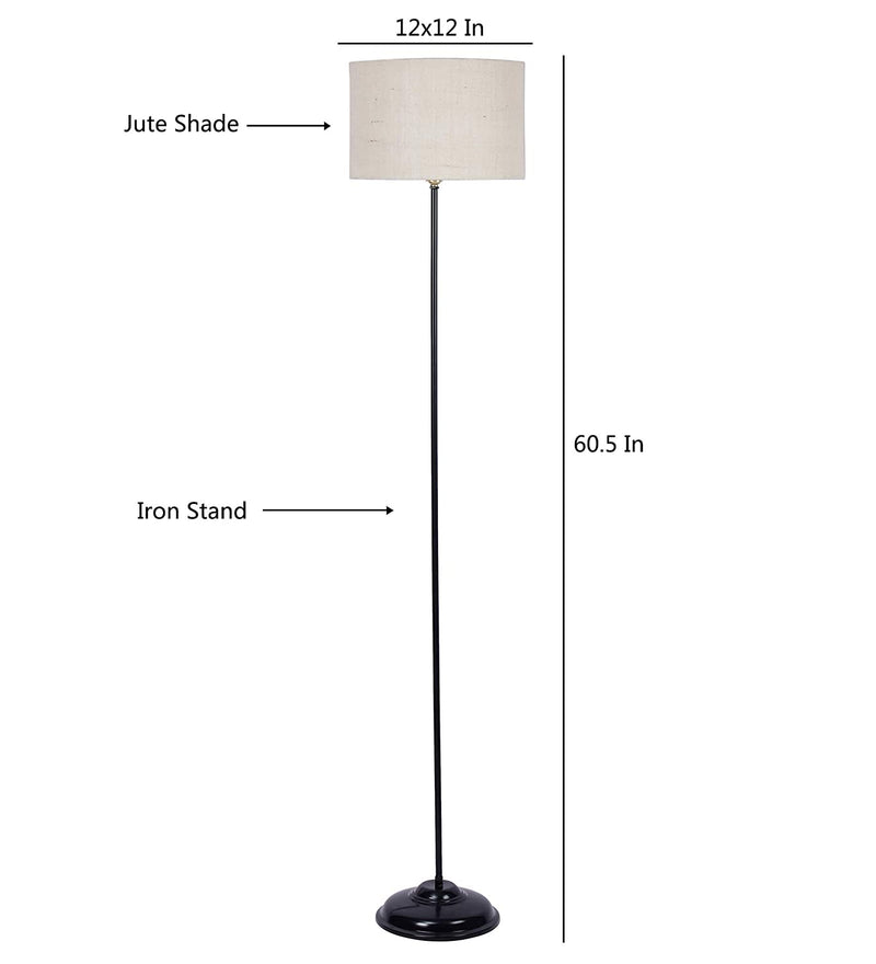 Jute Floor Lamp ( White )