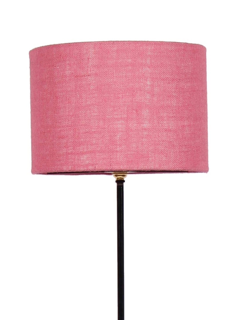 Drum Curvy Pink Jute Shade Floor Lamp with Black Base