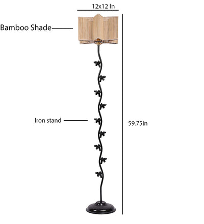 Bamboo Star Fish Iron Floor Standing Lamp (Natural)