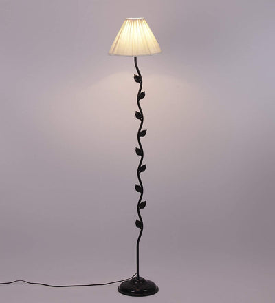Off-White Cotton Vintage Floor Lamp