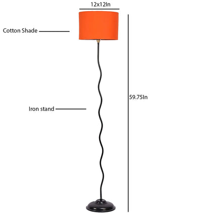 Metal Floor Standing Lamp with Base and Shade, Orange, Pack of 1 Floor Lamp Stand,1 Base, 1 Shade