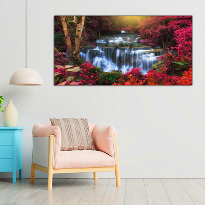 Autumn Waterfall Scenery Canvas Wall Painting