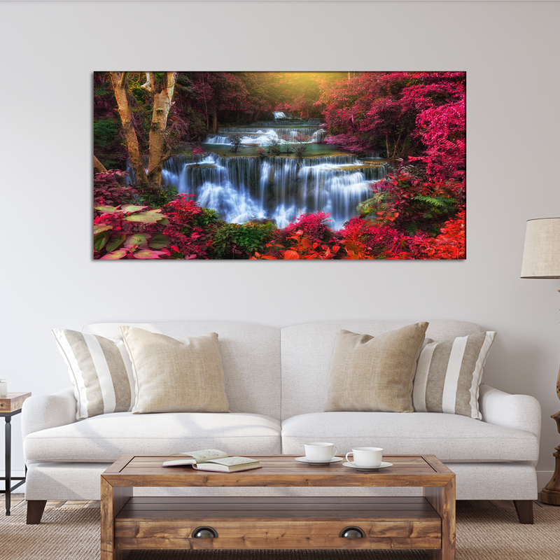 Autumn Waterfall Scenery Canvas Wall Painting