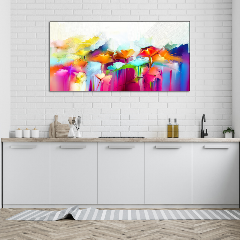 Multicolored Abstract Flower Canvas Wall Painting