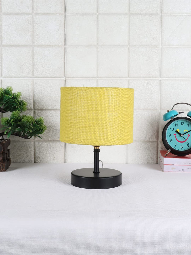 Iron Table lamp with Yellow Jute Shade