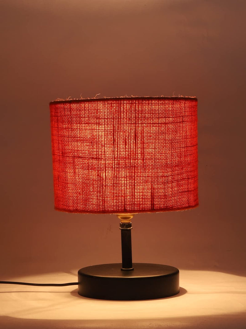 Iron Table lamp with Orange Jute Shade