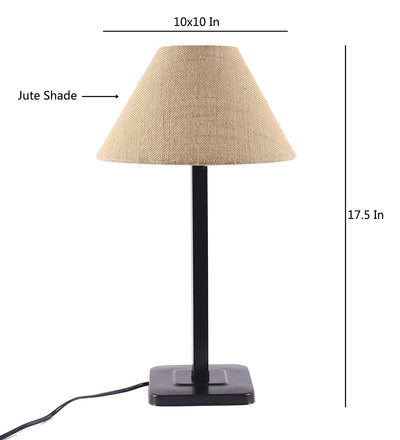 Beige Jute Designer Square Iron Table Lamp