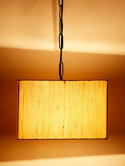 Off-White Cotton Square Hanging Lamp