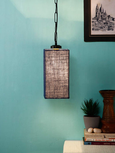 Blue Jute Square Hanging Lamp