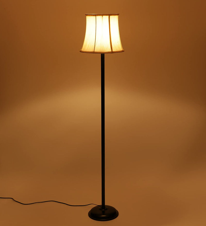 Off White Cotton Designer Stick Iron Floor Standing Lamp