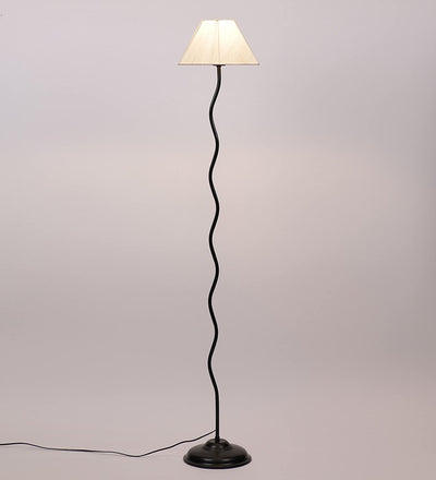 Off White Rectangular Cotton Designer Zig Zag Iron Floor Lamp (Off White)