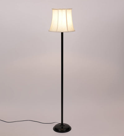 Off White Cotton Designer Stick Iron Floor Standing Lamp