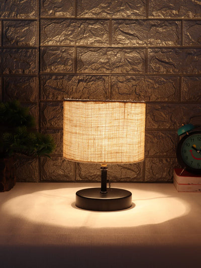 Iron Table lamp with White Jute Shade