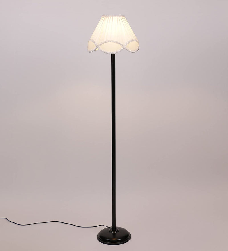 Off White Vintage Cotton Floor Lamp (Off White)