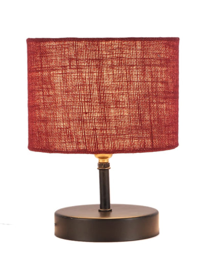 Iron Table lamp with Maroon Jute Shade