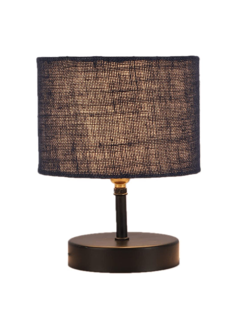 Iron Table lamp with Blue Jute Shade