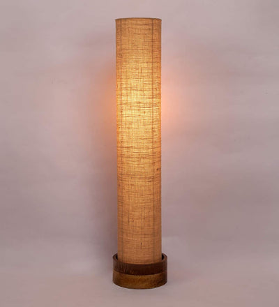Beige Jute Round Natural Wood Floor Lamps (Beige, Jute)