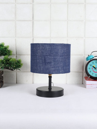 Iron Table lamp with Blue Jute Shade