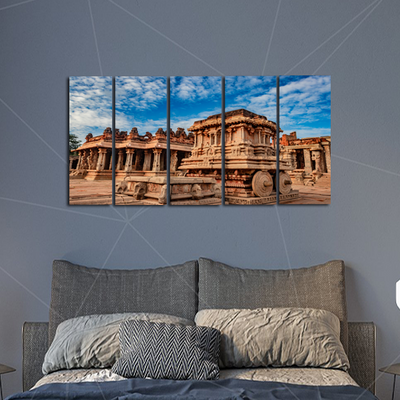 Hampi Stone Temple Wall Painting - With 5 Panel