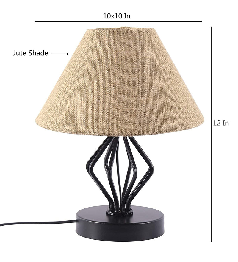 Beige Jute Designer Triangle Iron Table Lamp