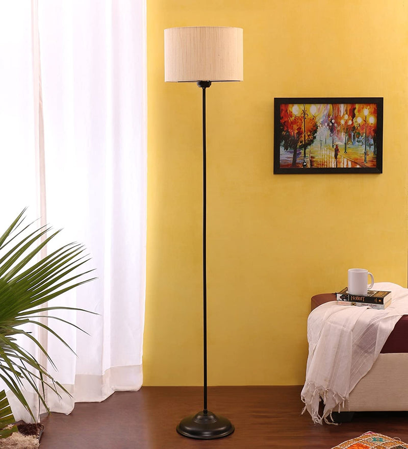 Metal Floor Lamp with Base and Shade, Off White, Pack of 1 Lamp, 1 Base, 1 Shade
