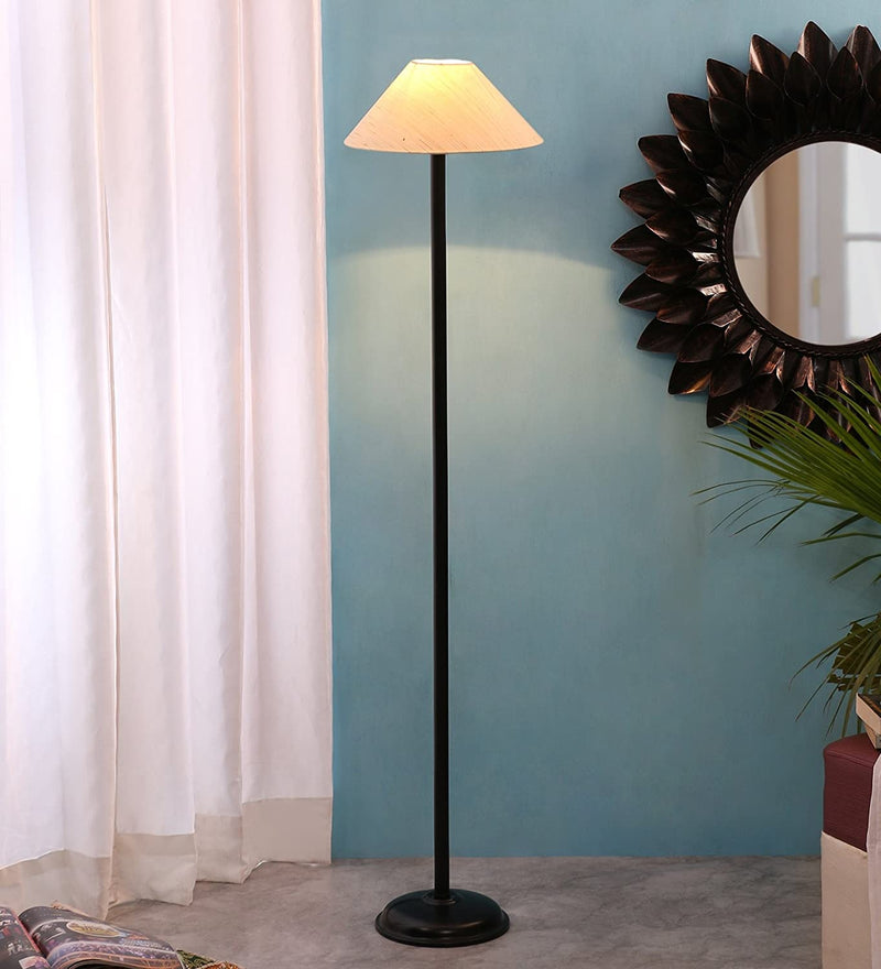 Off White Cotton Standing Floor Lamp (Off White)