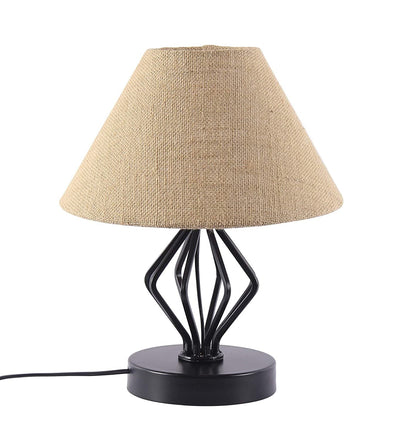 Beige Jute Designer Triangle Iron Table Lamp