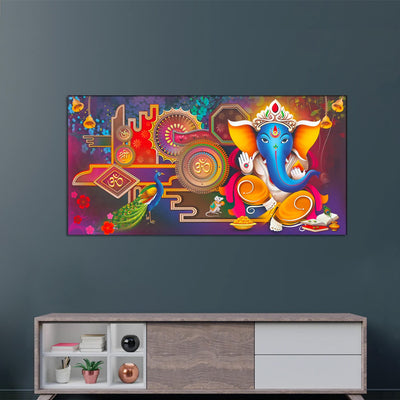 Artistic Ganesha Canvas Wall Painting by DecorGlance