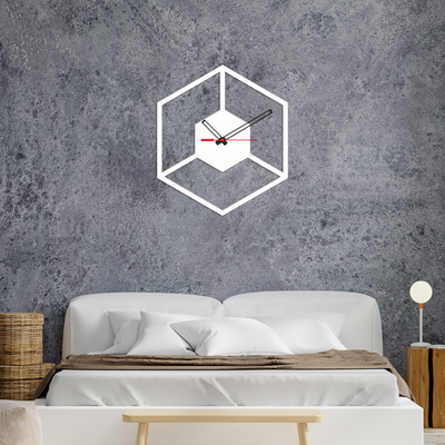 Geometric Shape White Color Wooden Wall Clock