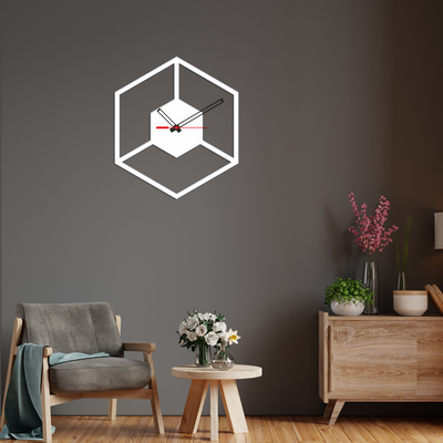 Geometric Shape White Color Wooden Wall Clock