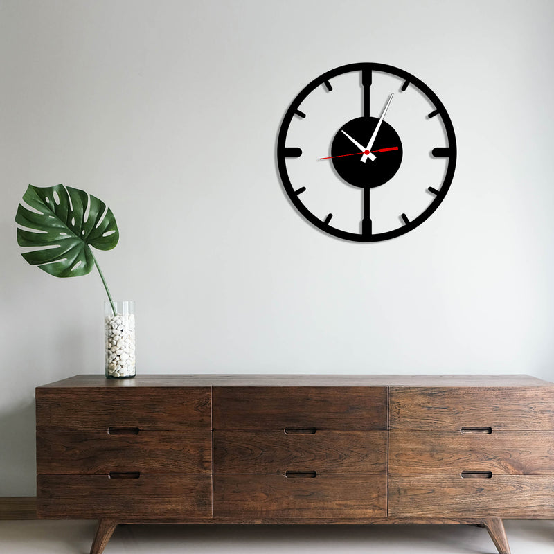 Lines Numeric Design Wood Analog Wall Clock