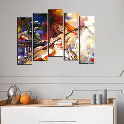 Abstract Wood Framed Canvas Printed Wall Painting- With 5 Frames