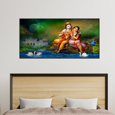 Love of Lord Radha Krishna Canvas Floating Frame  Wall Painting