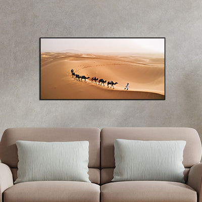 Camel Desert Canvas Floating Frame Wall Painting