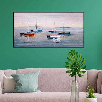 Acrylic Color Boat Abstract Floating Frame Canvas Wall painting