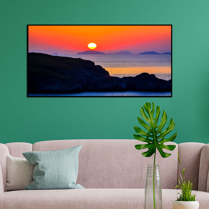 Mountain Sunset scenery Floating Frame Canvas Wall Painting