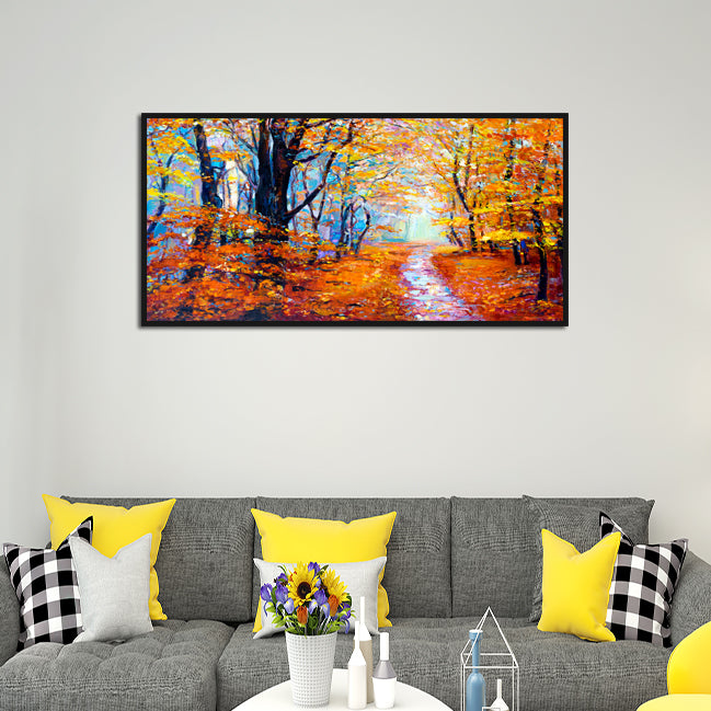 Forest In Autumn Canvas Floating Frame Wall Painting