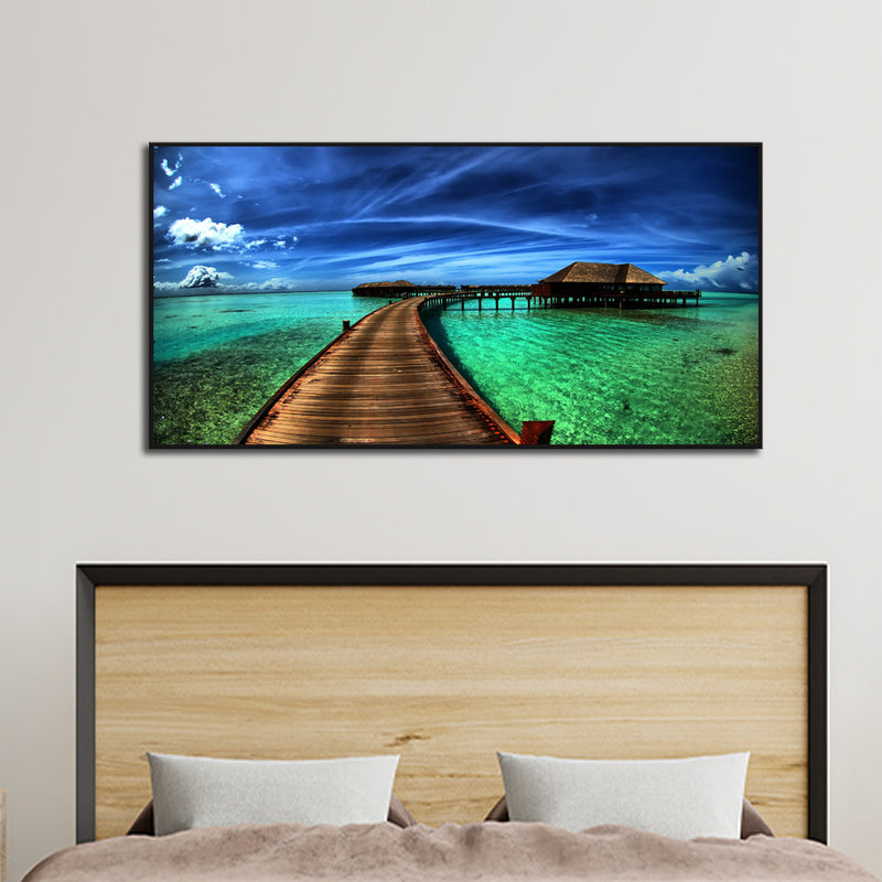 Colourful Beach Canvas Floating Frame Wall Painting