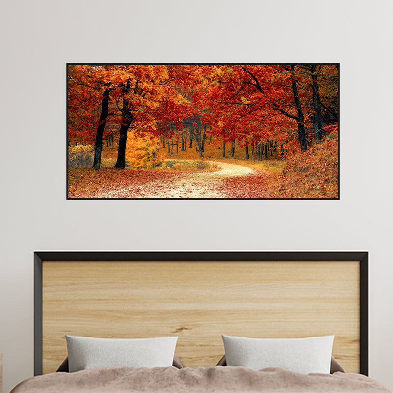 Autumn Trees Scenery Canvas Floating Frame Wall Painting