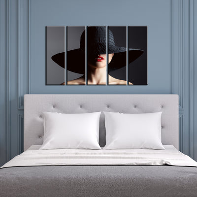 Bold Lady Framed Canvas Wall Painting- With 5 Frames