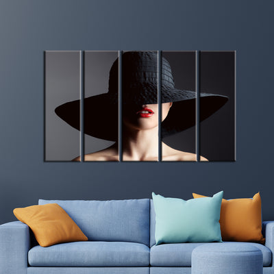 Bold Lady Framed Canvas Wall Painting- With 5 Frames